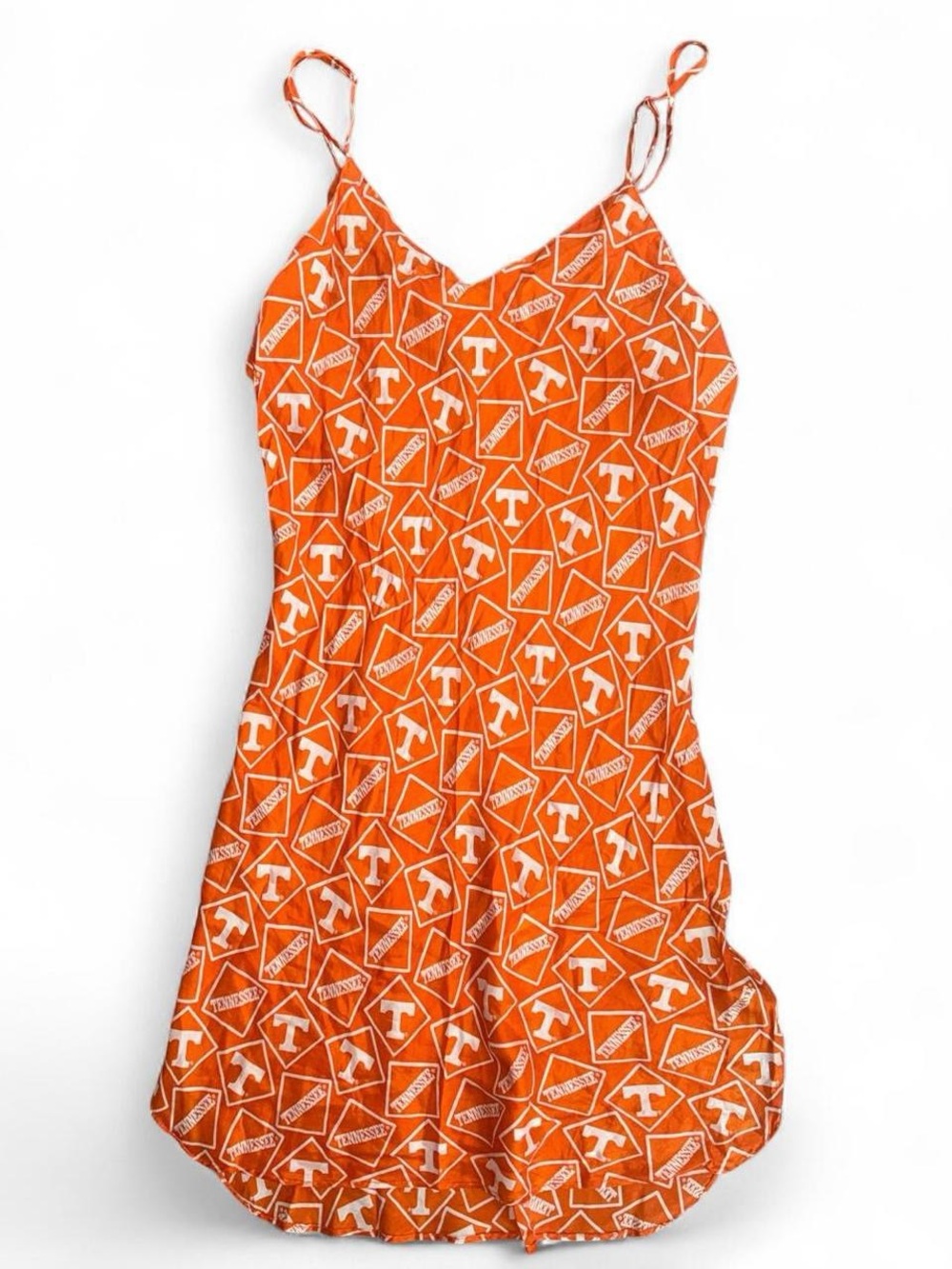 Orange Print Spaghetti-Strap Mini Dress